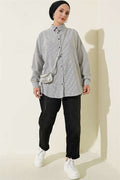 Black Striped Shirt with Buttoned Cuffs