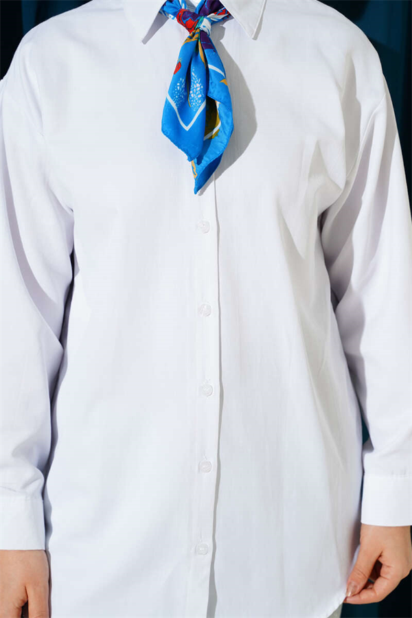 White Plain Shirt with Buttoned Cuffs