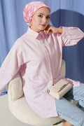 Pink Plain Shirt with Buttoned Cuffs