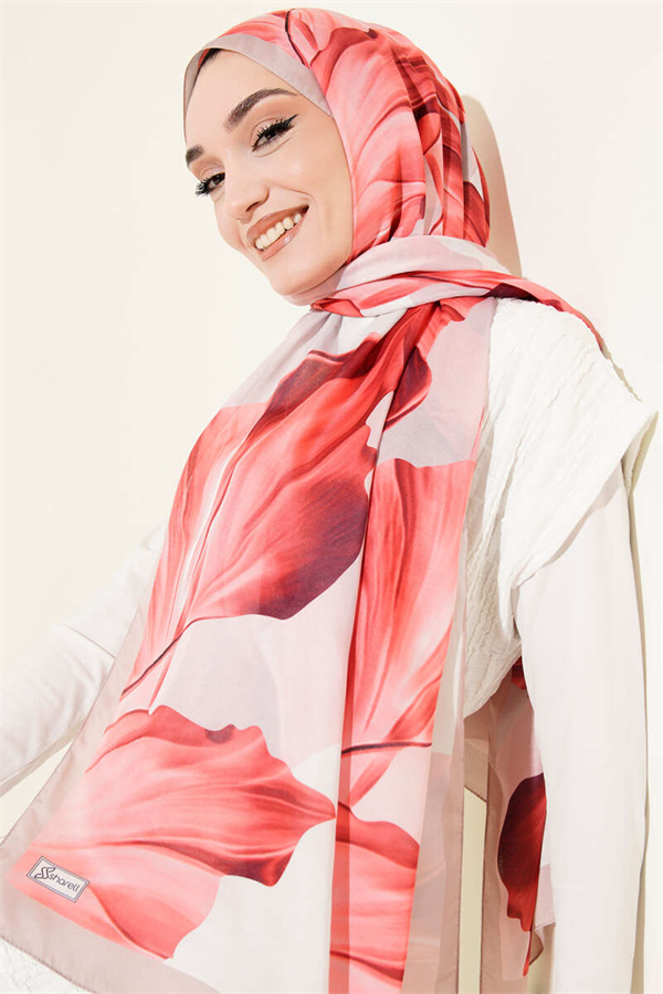 Coral Pattern Shawl Beige