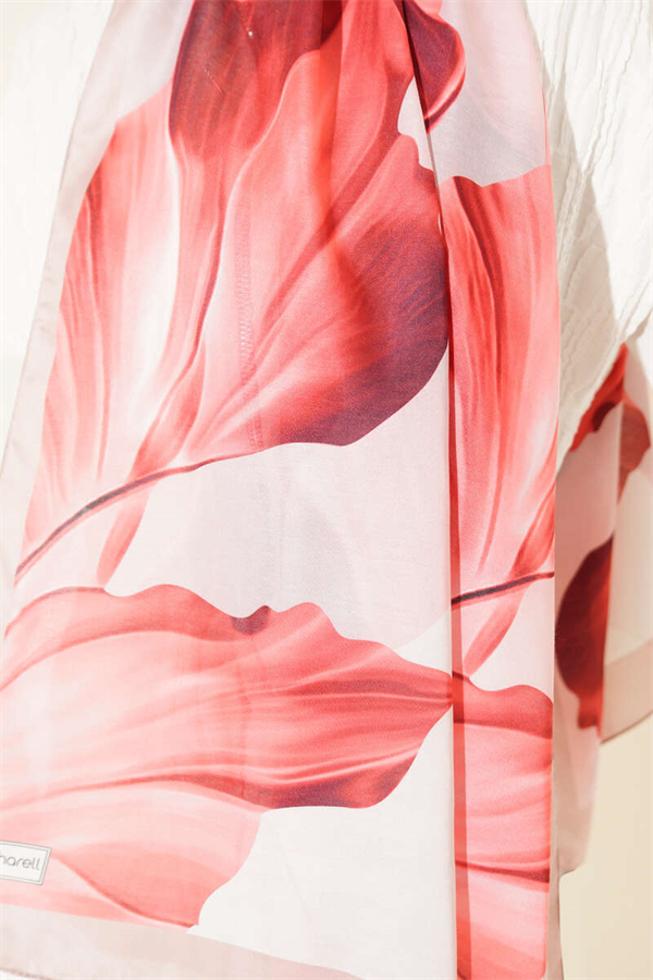 Coral Pattern Shawl Beige