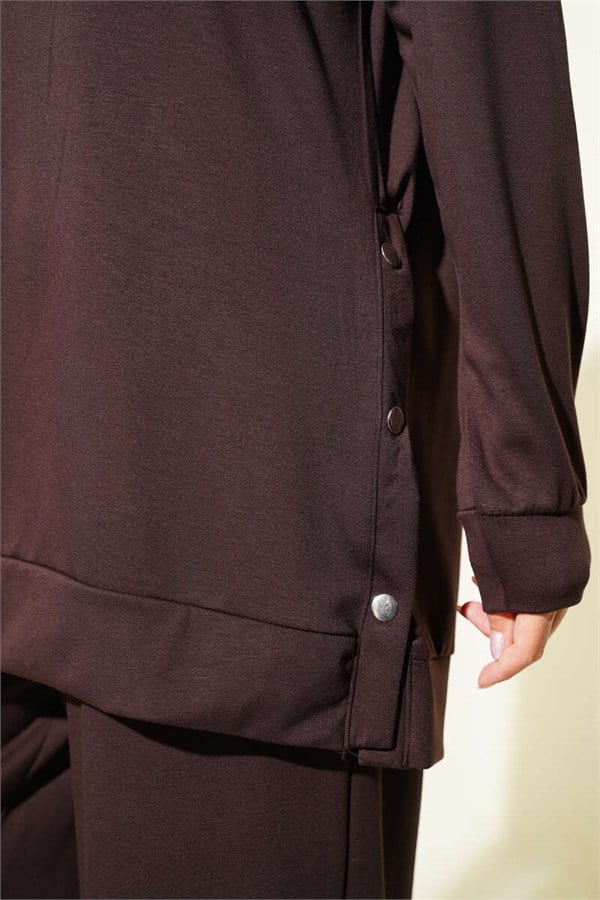 Metal Snap Detail 2 Piece Set Dark Brown