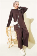 Metal Snap Detail 2 Piece Set Dark Brown