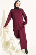 2 Piece Set with Metal Snap Button Detail, Plum