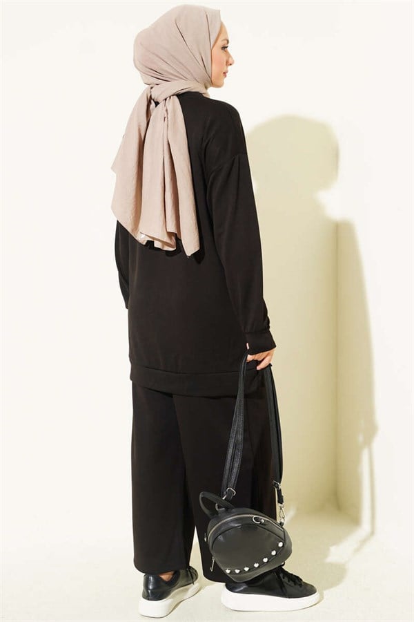 Metal Snap Detail 2 Piece Set, Black