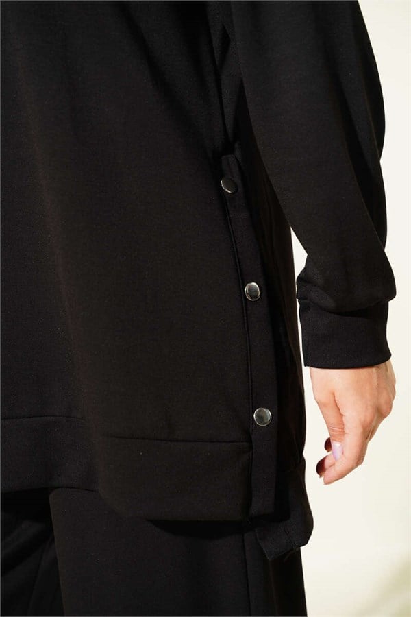 Metal Snap Detail 2 Piece Set, Black