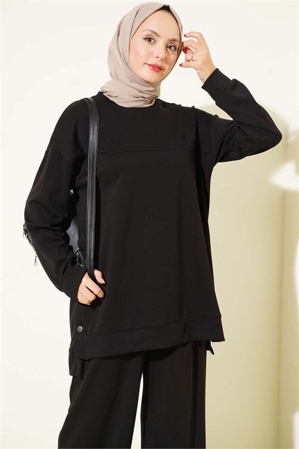 Metal Snap Detail 2 Piece Set, Black