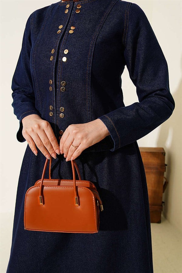 Denim Two-Piece Skirt 2 Piece Set with Metal Snap Buttons
