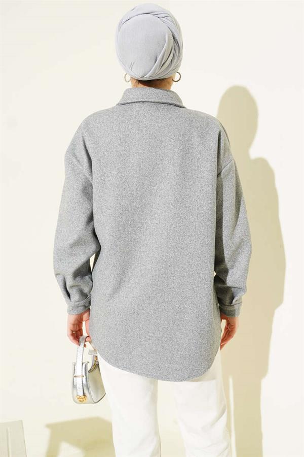 Metal Snap Button Jacket, Smoke Grey