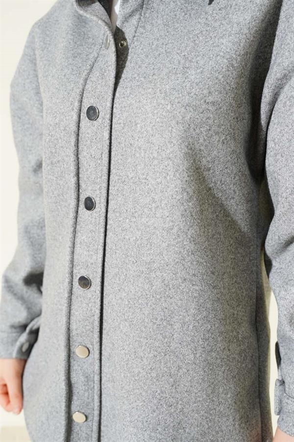 Metal Snap Button Jacket, Smoke Grey