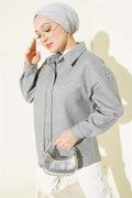 Metal Snap Button Jacket, Smoke Grey