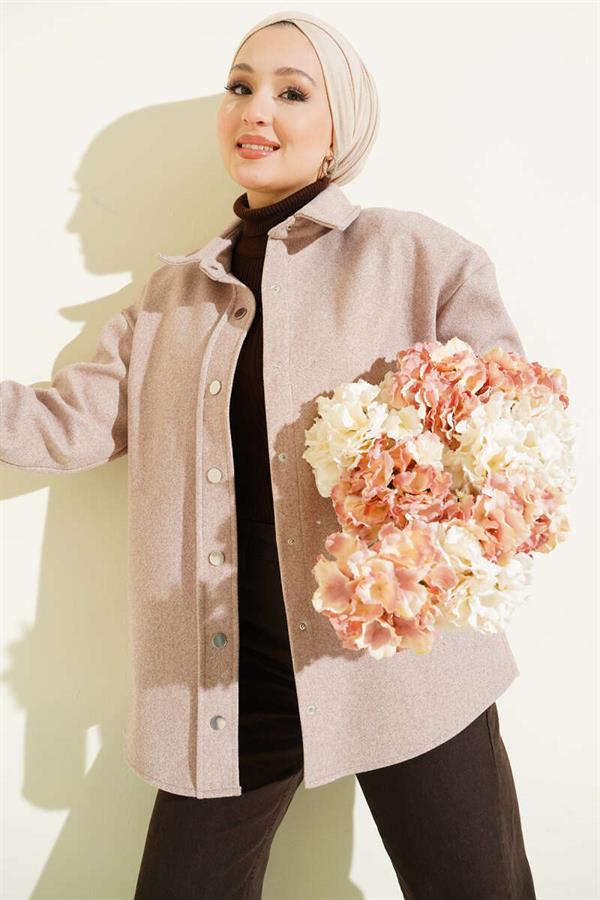 Metal Snap Button Jacket, Mink