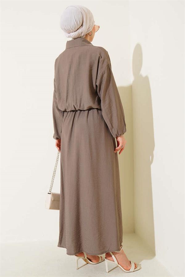 Metal Buttoned Vest Suit Mink