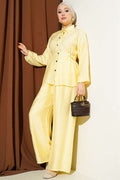 2 Piece Set with Metal Buckle and Side Belts, Yellow