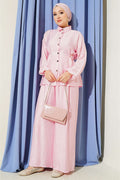 2 Piece Set with metal buckle and side belts, pink.