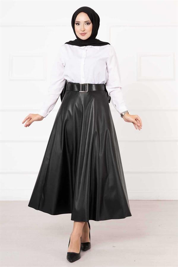 Mevlana Leather Skirt Black