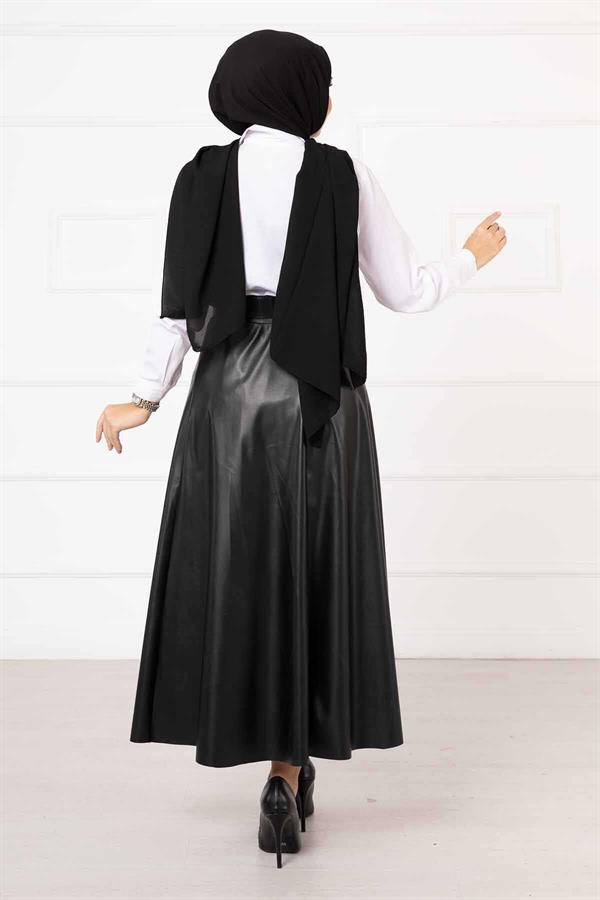 Mevlana Leather Skirt Black