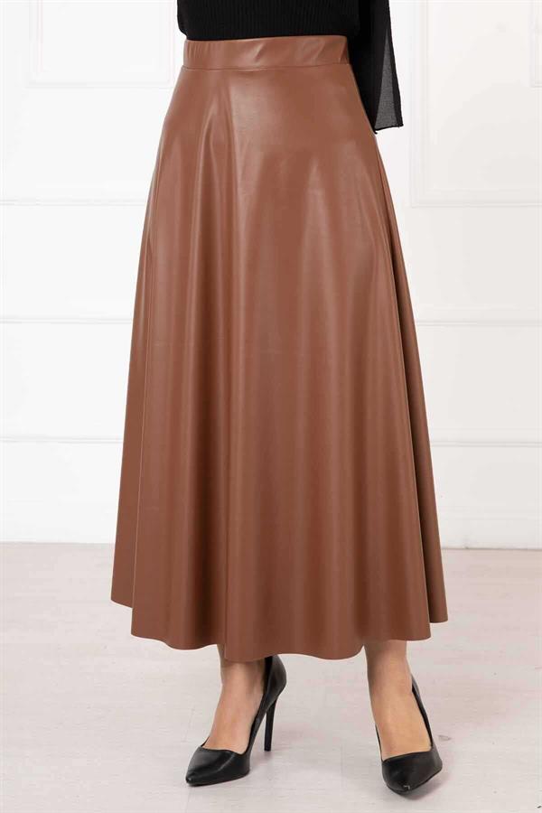 Mevlana Leather Skirt Tan