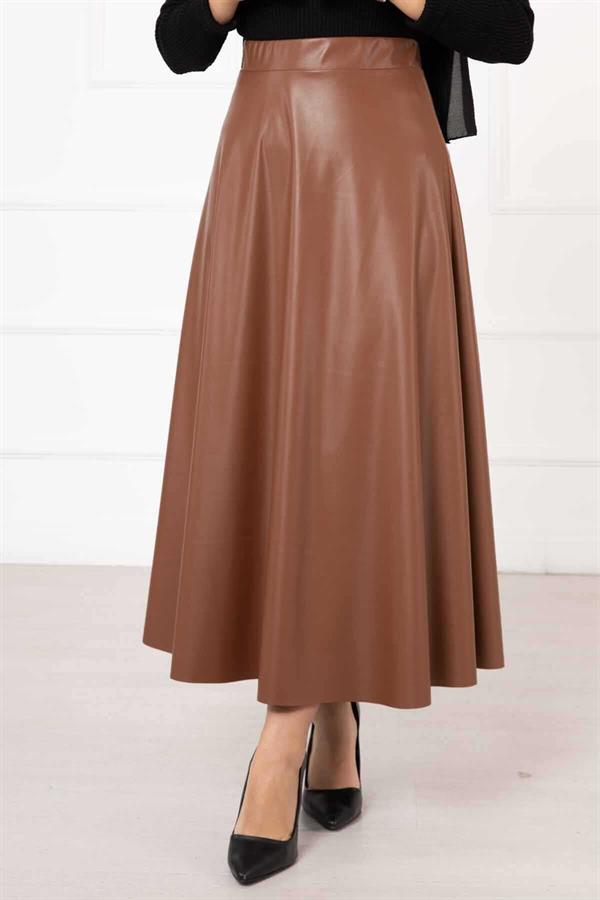Mevlana Leather Skirt Tan