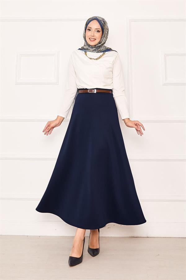 Mevlana Scuba Skirt Navy Blue