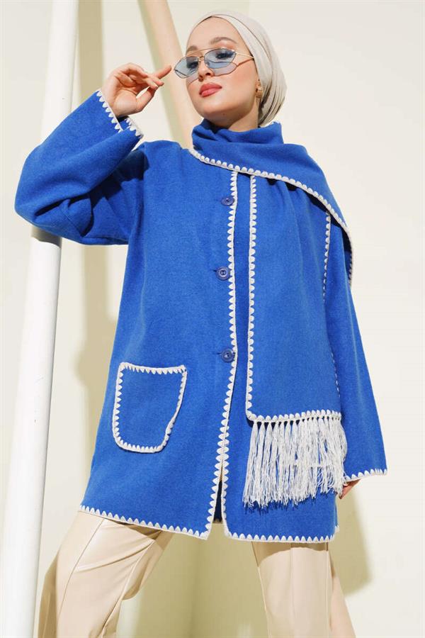 Mussel Stitched Scarf Jacket Saxe
