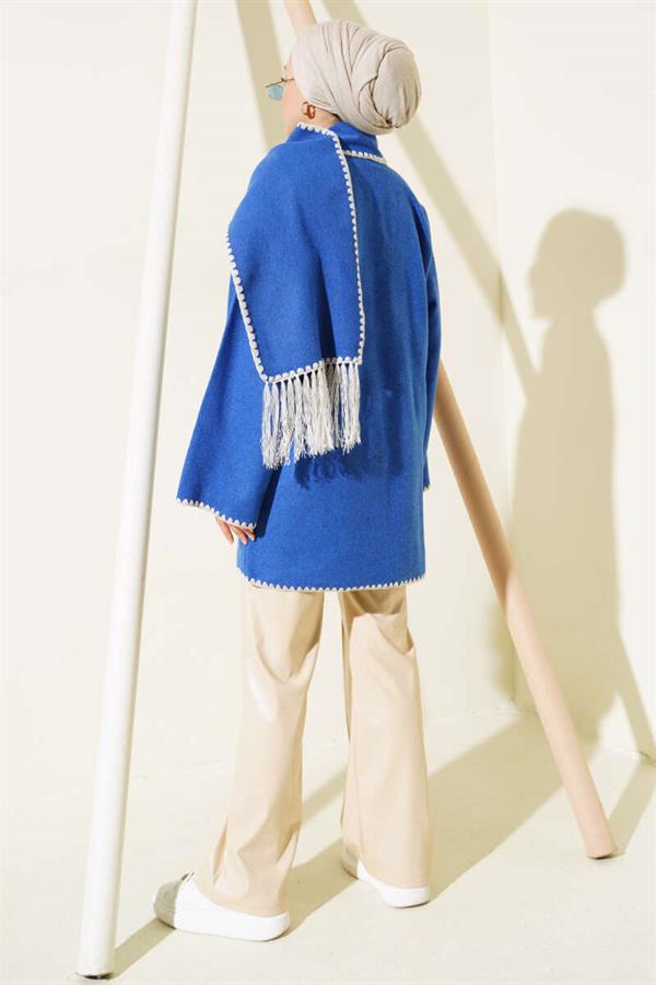 Mussel Stitched Scarf Jacket Saxe