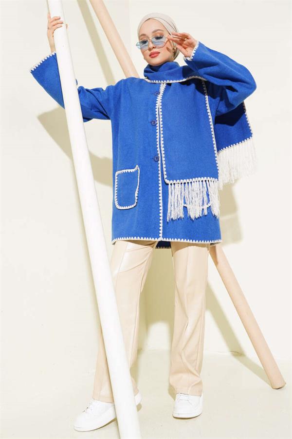 Mussel Stitched Scarf Jacket Saxe