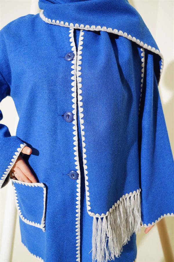 Mussel Stitched Scarf Jacket Saxe