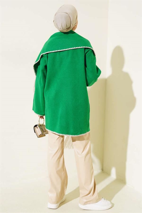 Mussel Stitched Scarf Jacket Green