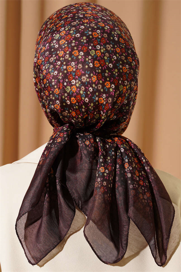Mini Flower Detail Scarf Dark Brown