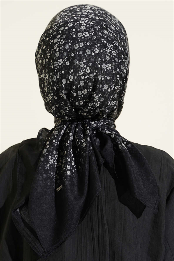Mini Flower Detail Scarf Anthracite