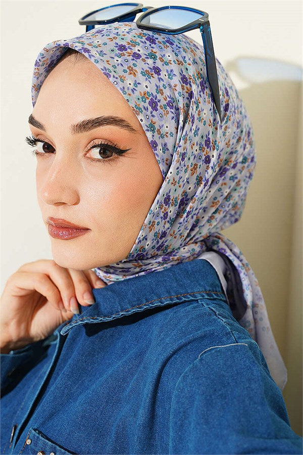 Mini Flower Detail Scarf Baby Blue