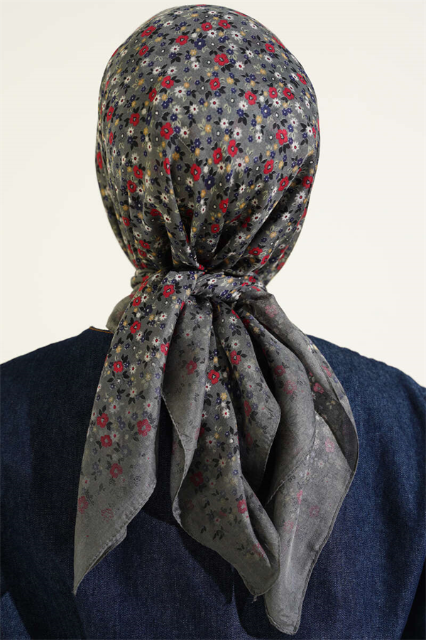 Mini Floral Detail Scarf Grey