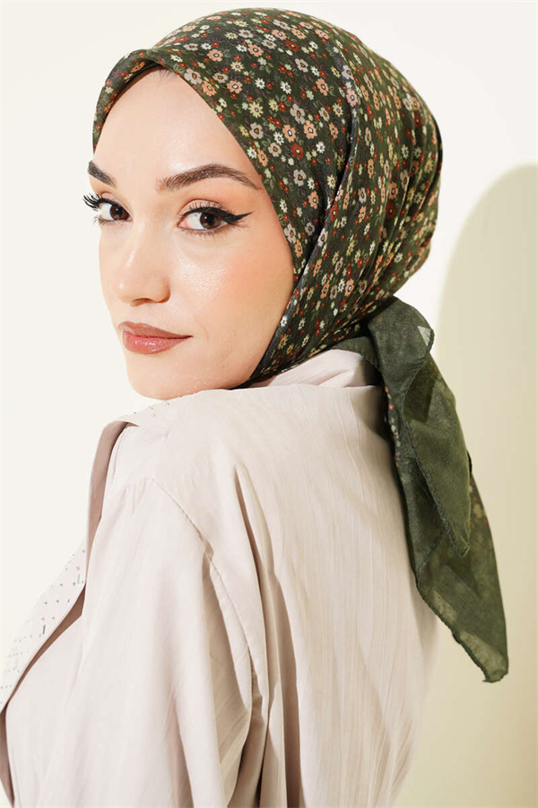 Mini Flower Detail Scarf Khaki