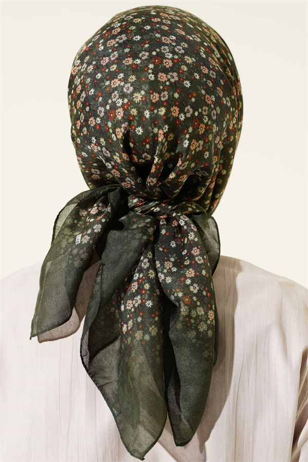 Mini Flower Detail Scarf Khaki