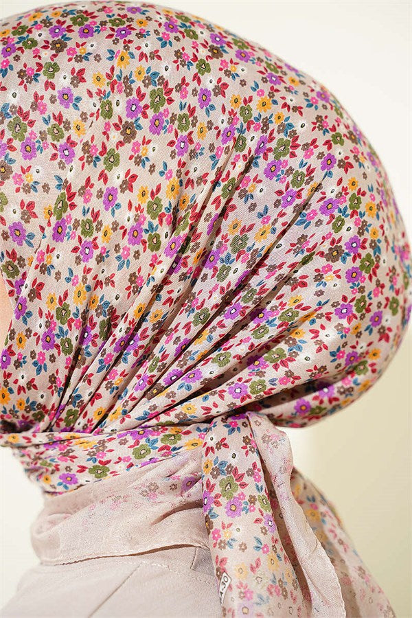 Mini Flower Detail Scarf, Sand Beige
