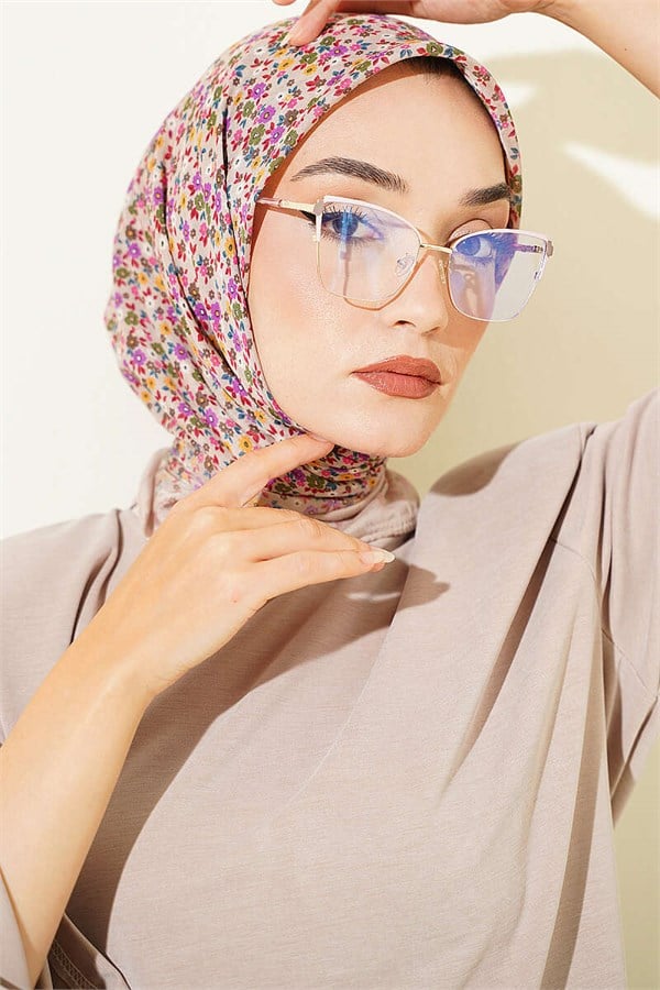 Mini Flower Detail Scarf, Sand Beige