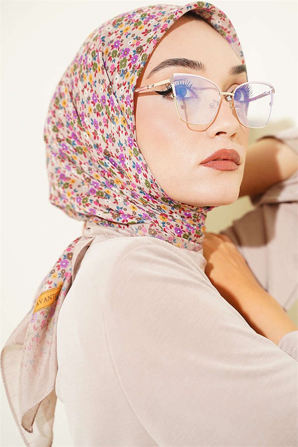 Mini Flower Detail Scarf, Sand Beige