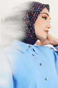 Mini Flower Detail Scarf Navy Blue