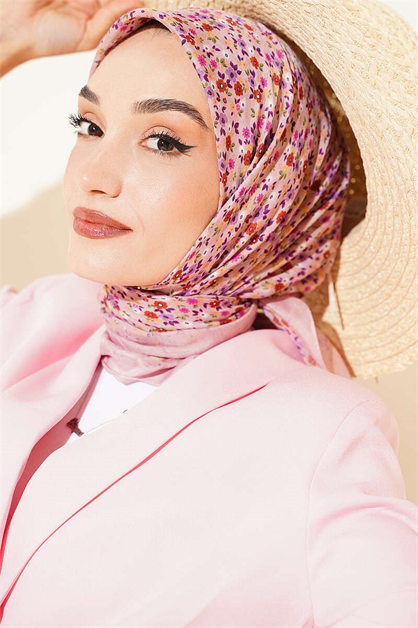 Mini Flower Detail Scarf Powder Pink