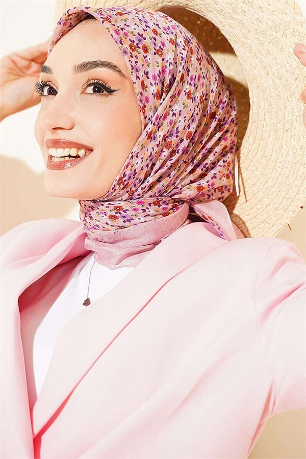 Mini Flower Detail Scarf Powder Pink