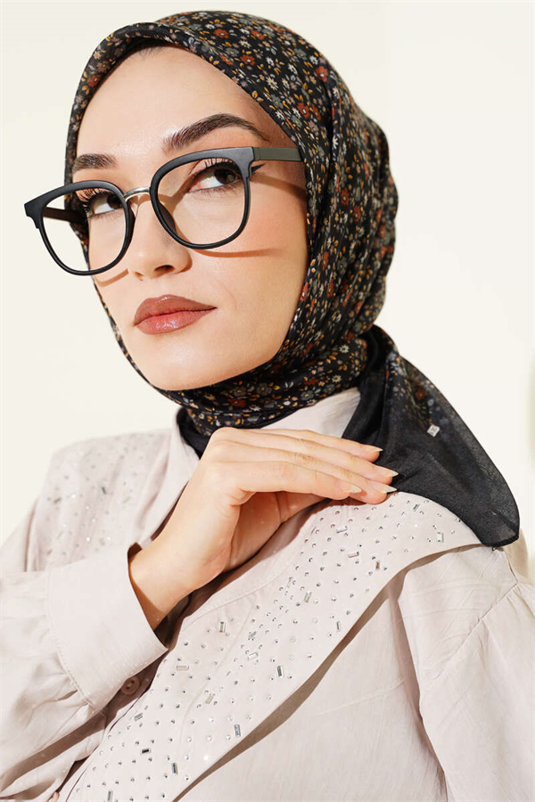 Mini Flower Detail Scarf Black