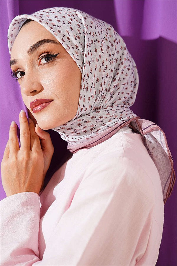 Mini Floral Gradient Scarf Beige