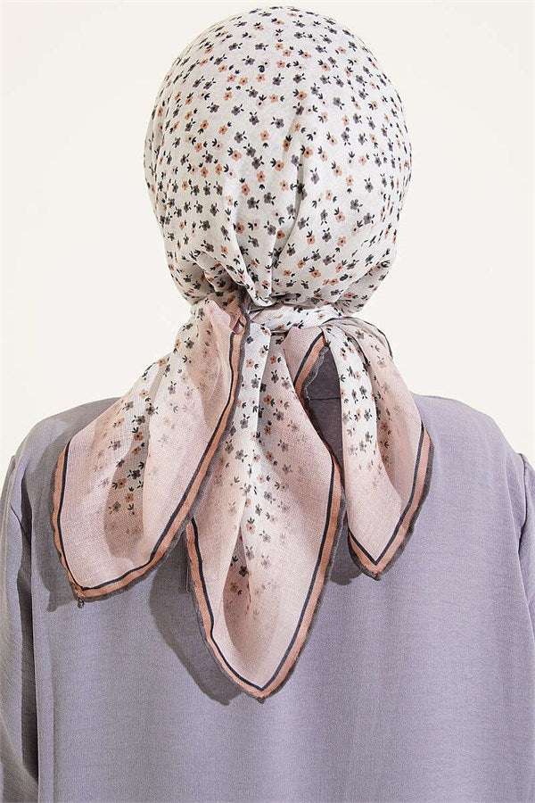 Mini Floral Striped Gradient Scarf White