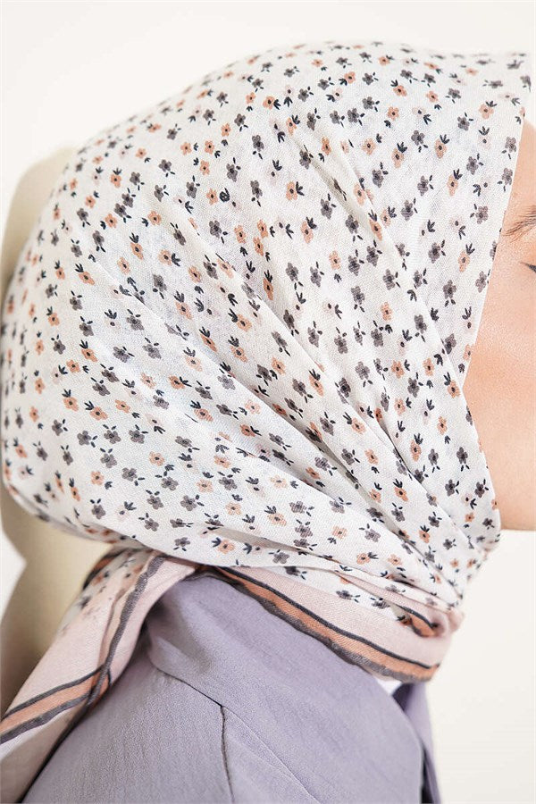 Mini Floral Striped Gradient Scarf White