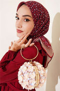 Mini Floral Striped Gradient Scarf Burgundy