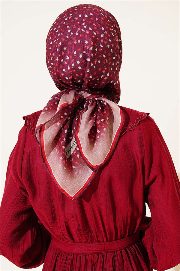 Mini Floral Striped Gradient Scarf Burgundy