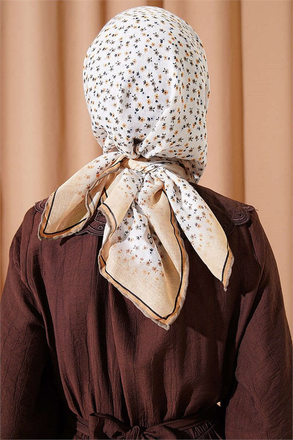 Mini Floral Striped Gradient Scarf, Ecru