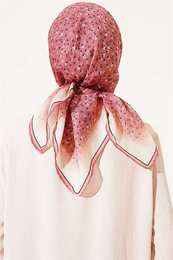 Mini Floral Gradient Scarf, Rose Pink