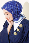 Mini Floral Gradient Scarf Navy Blue